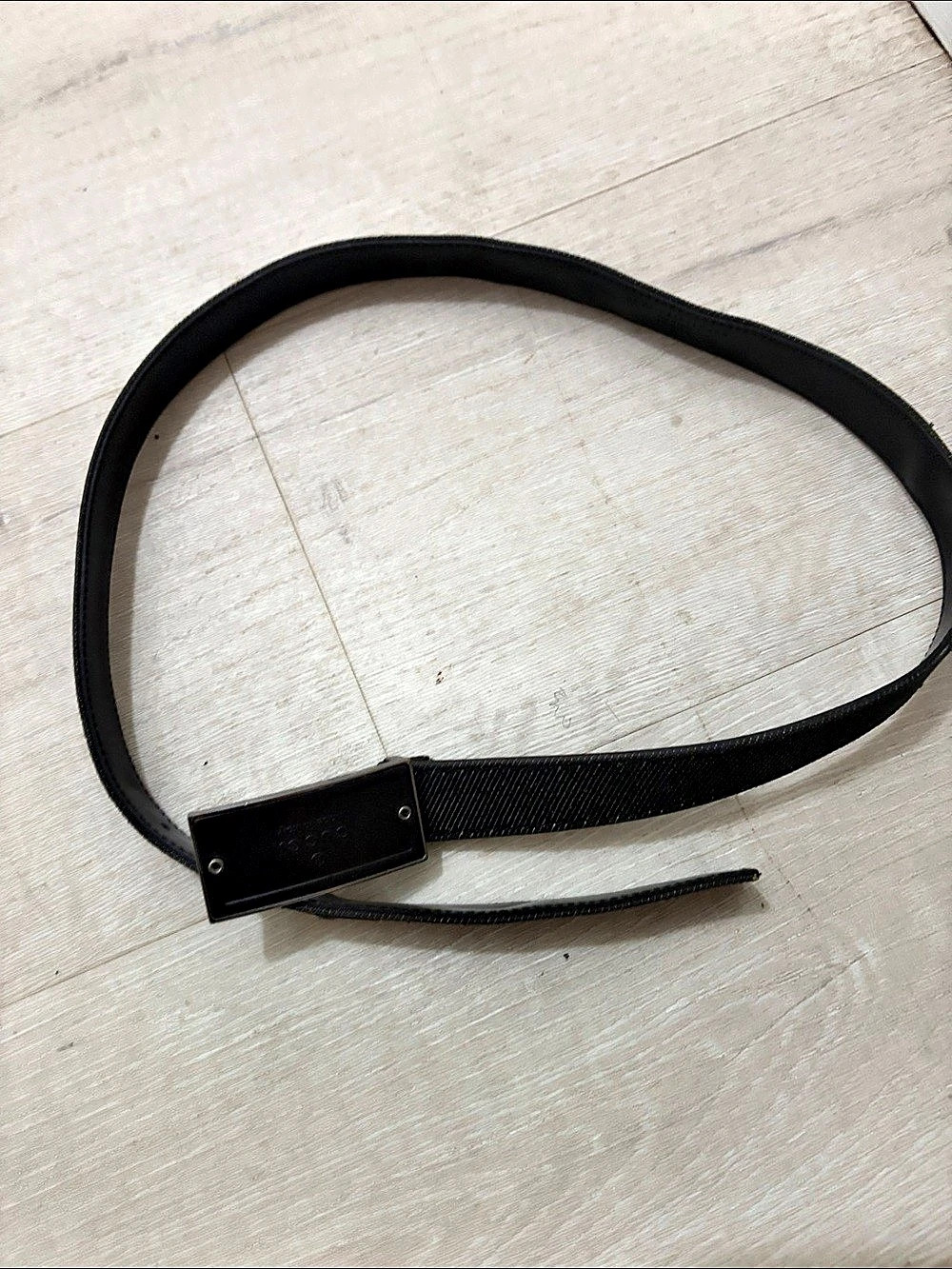 Gucci Black Canvas Belt with Rectangular Plaque Buckle